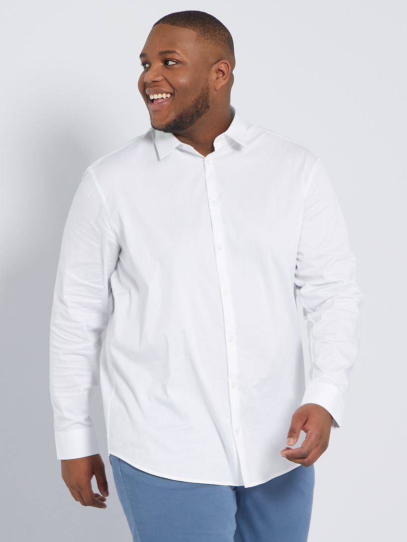 Camisa de sarga elástica Blanco - Kiabi