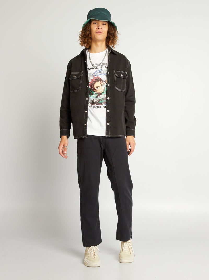 Camisa de sarga negro - Kiabi