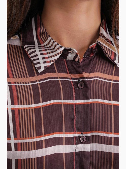 Camisa de satén abotonada a cuadros mixray - Kiabi Camisa de satén abotonada a cuadros mixray - Kiabi