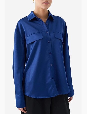 Camisa de satén abotonada con detalle de bolsillo mixray