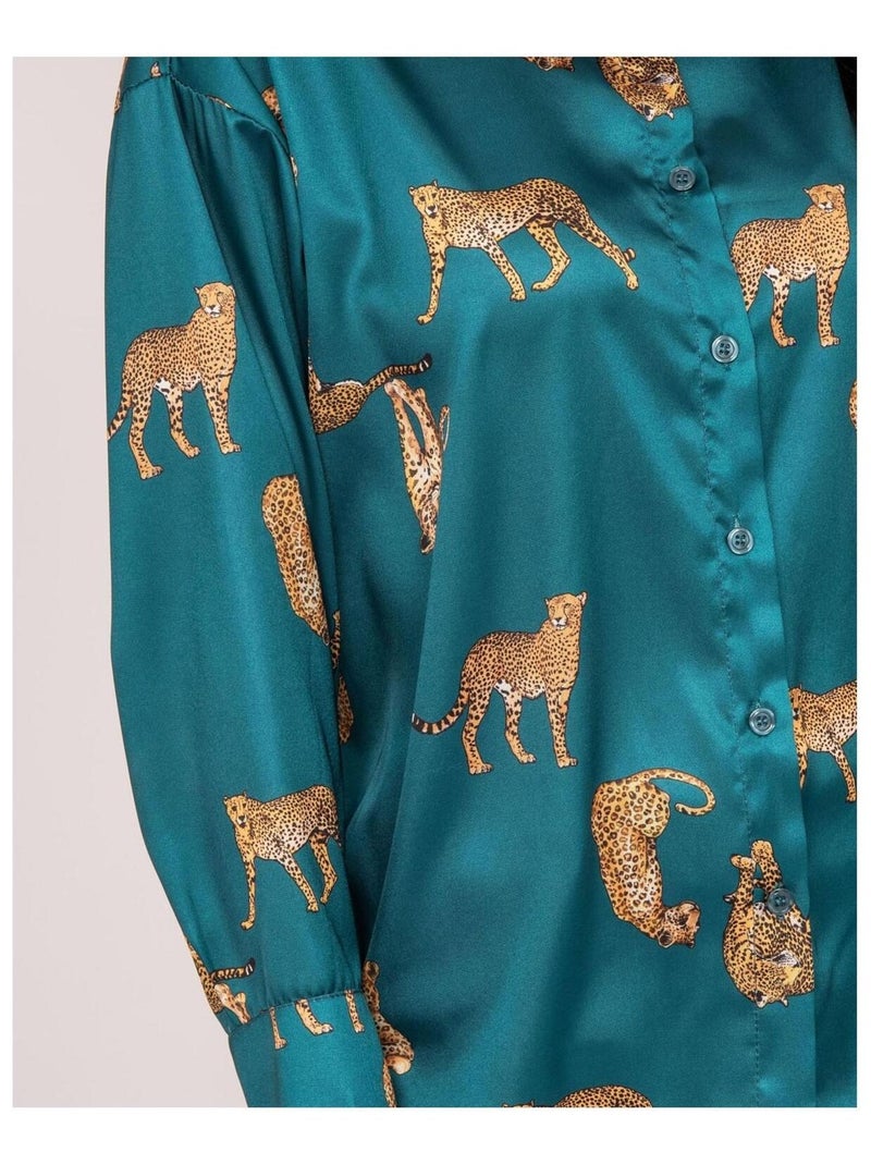 Camisa de satén estampada ORACIO Verde - Kiabi