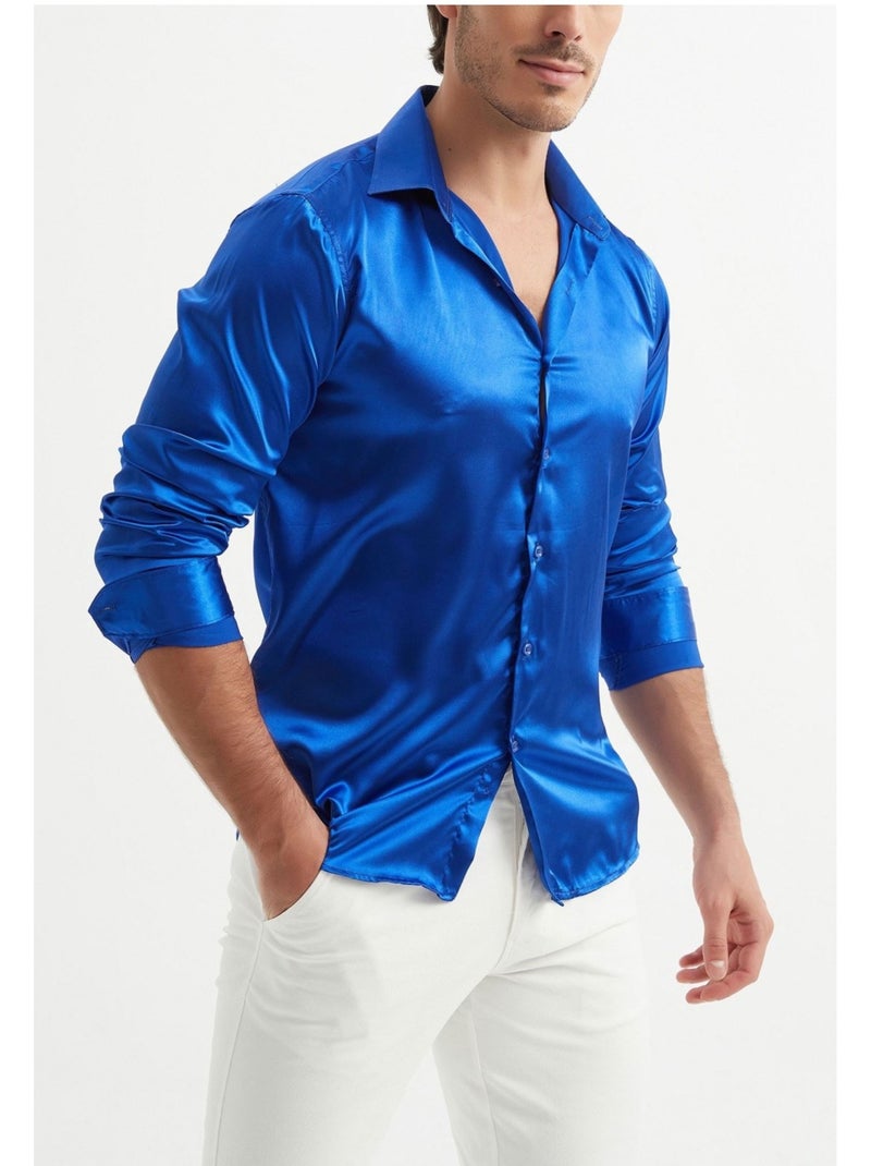 Camisa de satén Kebello Azul - Kiabi