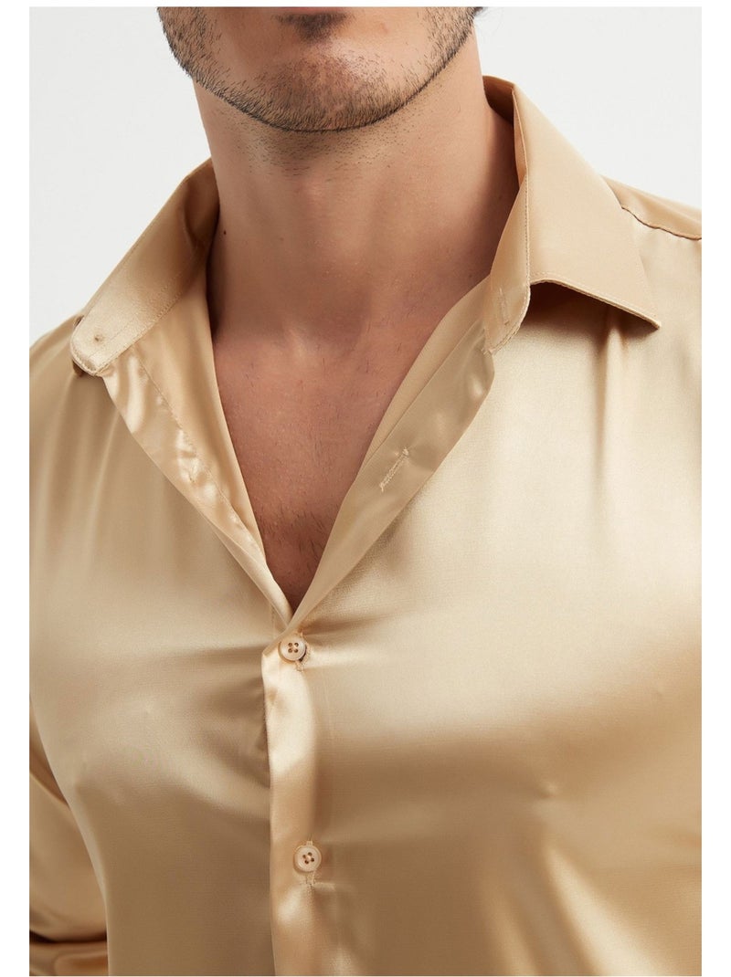 Camisa de satén kebello Beige - Kiabi