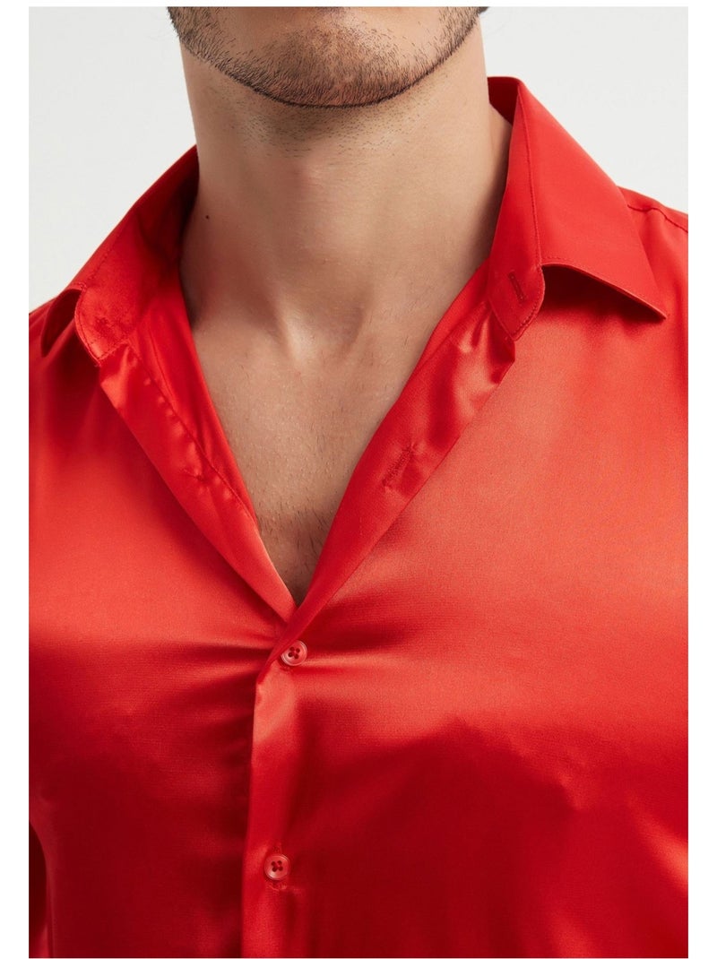 Camisa de satén Kebello Rojo - Kiabi