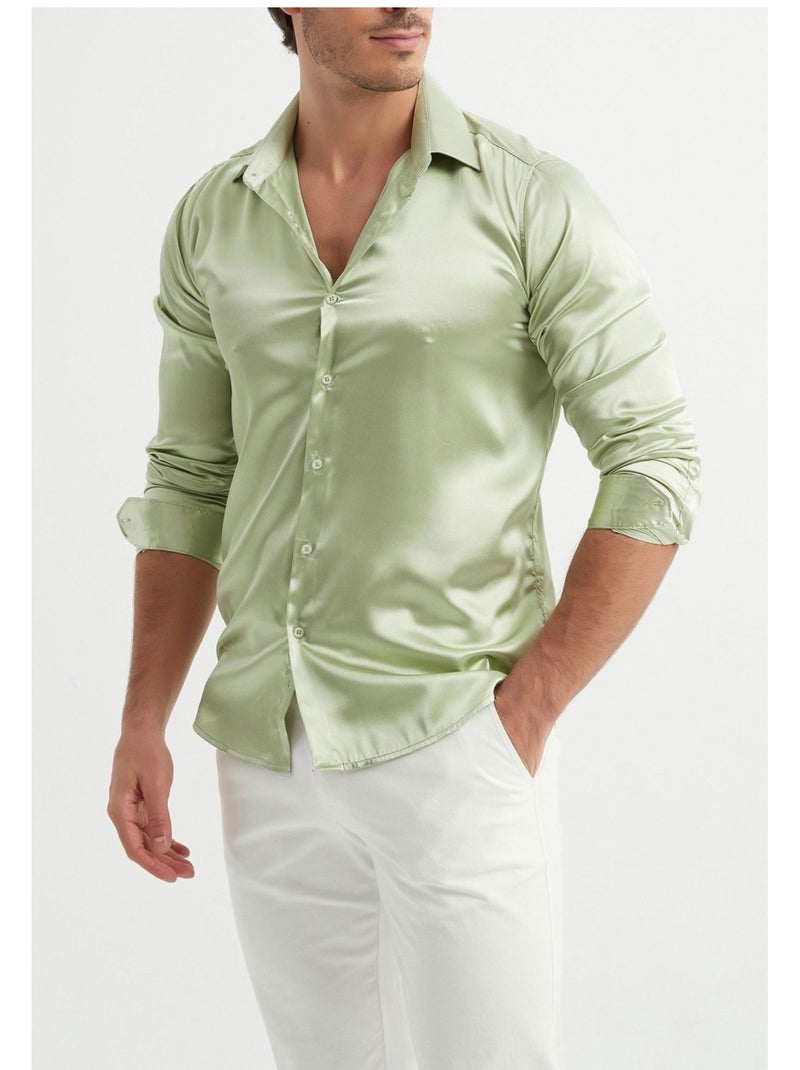 Camisa de satén Kebello Verde - Kiabi