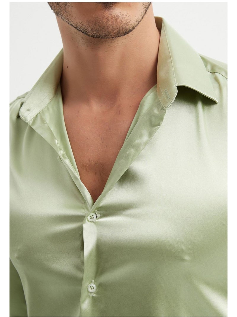 Camisa de satén Kebello Verde - Kiabi