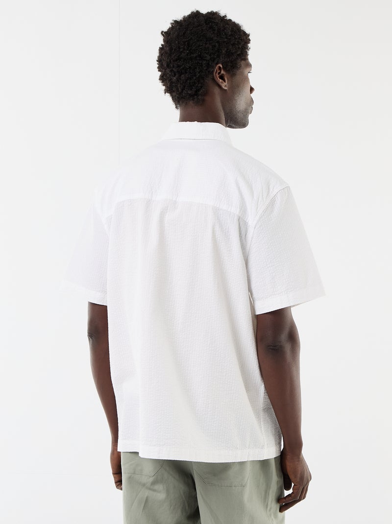 Camisa de seersucker de manga corta Blanco - Kiabi