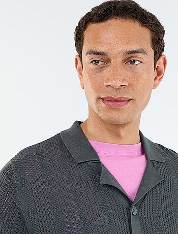 Camisa de tejido calado de manga corta