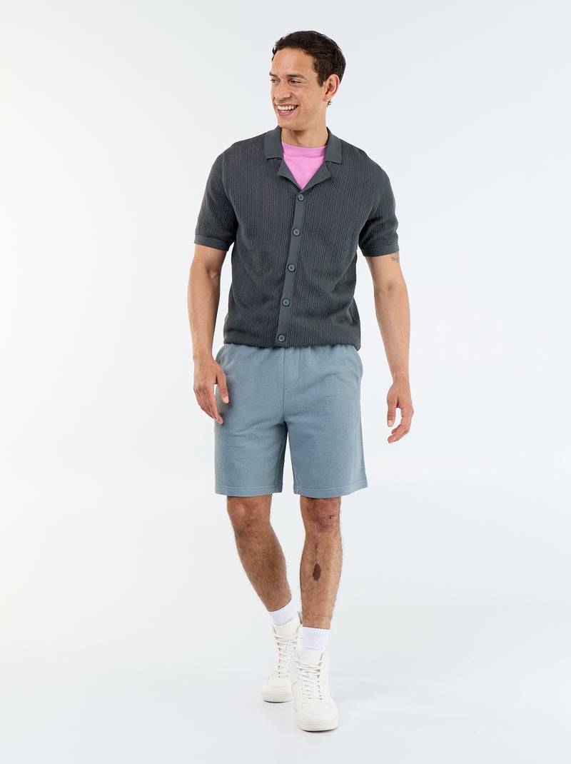 Camisa de tejido calado de manga corta Kaki - Kiabi