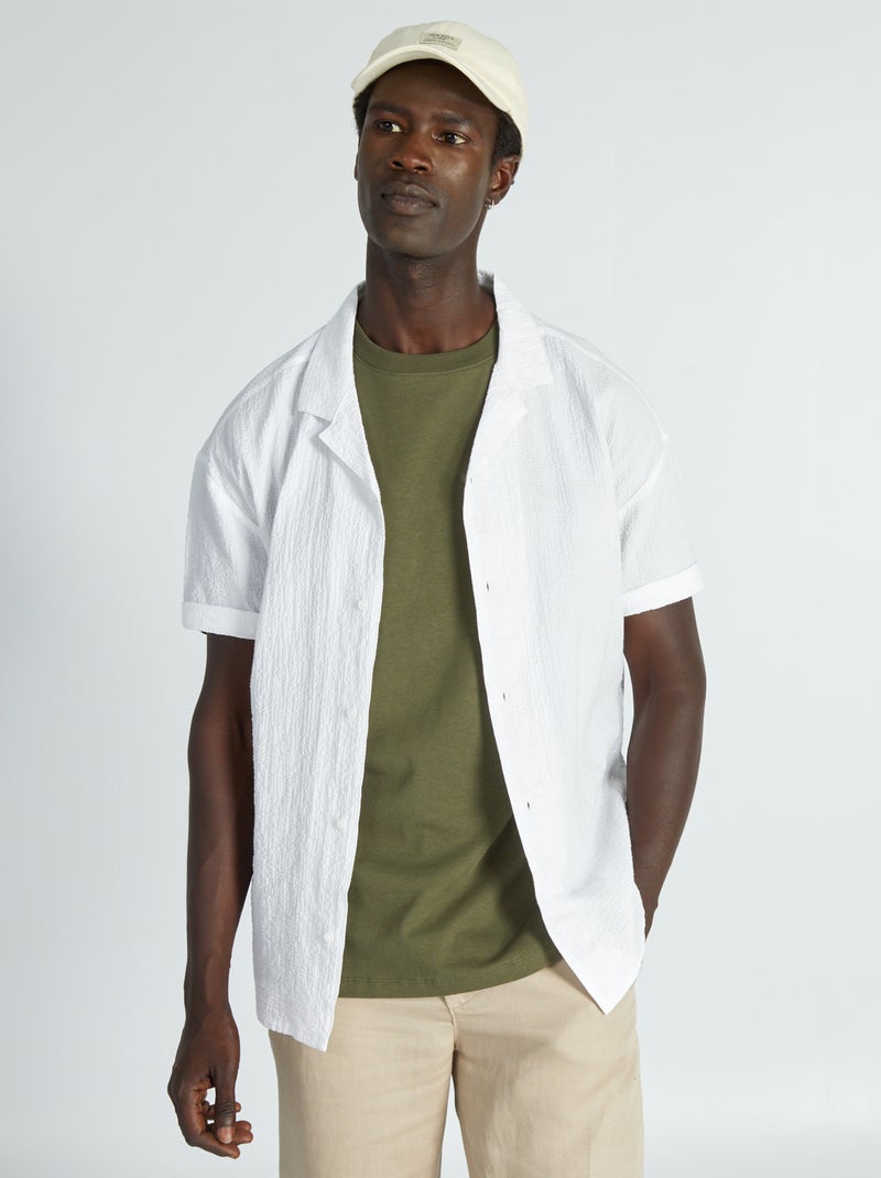 Camisa de tejido gofrado Blanco - Kiabi