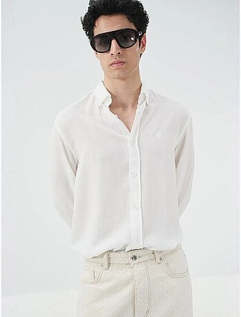 Camisa de tencel lisa con botones giesto