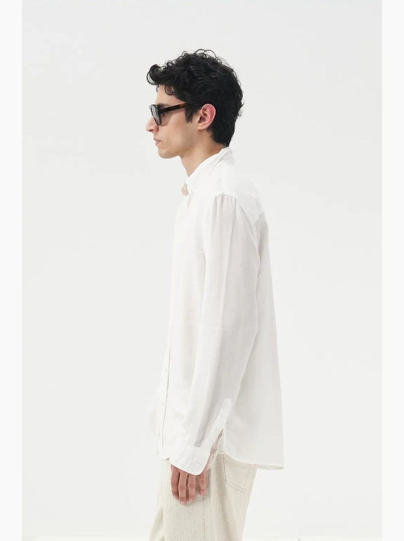 Camisa de tencel lisa con botones giesto Blanco - Kiabi
