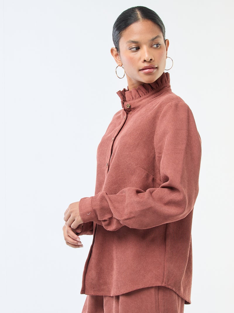 Camisa de terciopelo lisa Marron - Kiabi