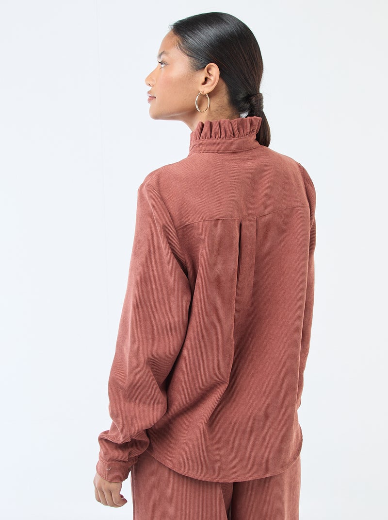 Camisa de terciopelo lisa Marron - Kiabi