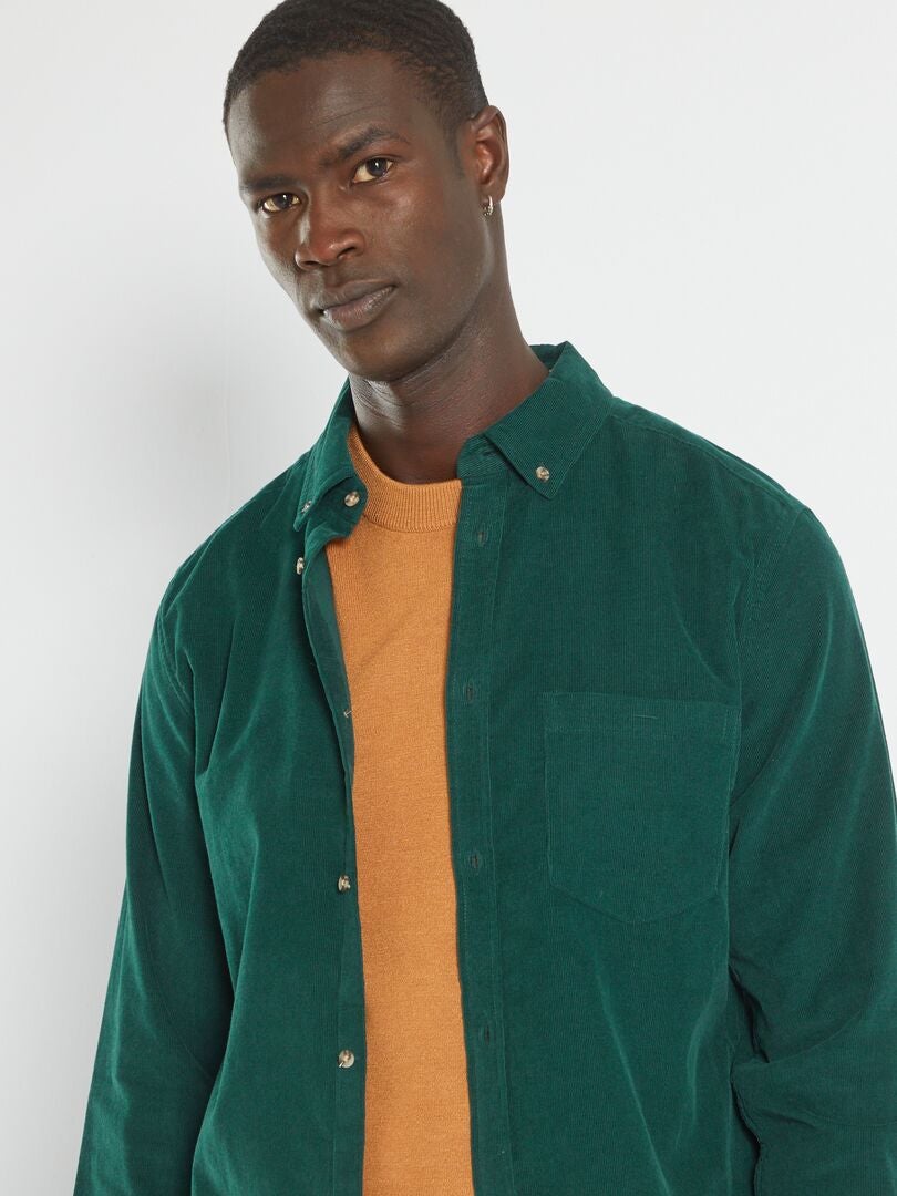 Camisa de terciopelo verde gris - Kiabi