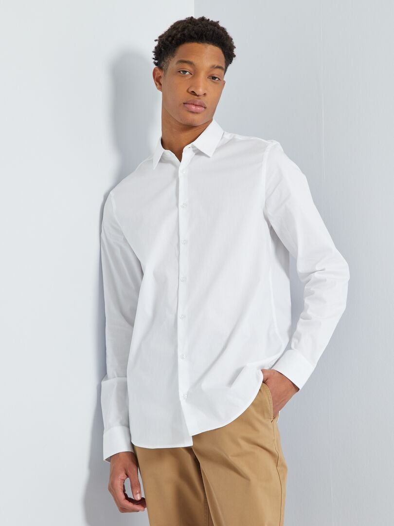 Camisa de vestir de sarga +1,90 m Blanco - Kiabi