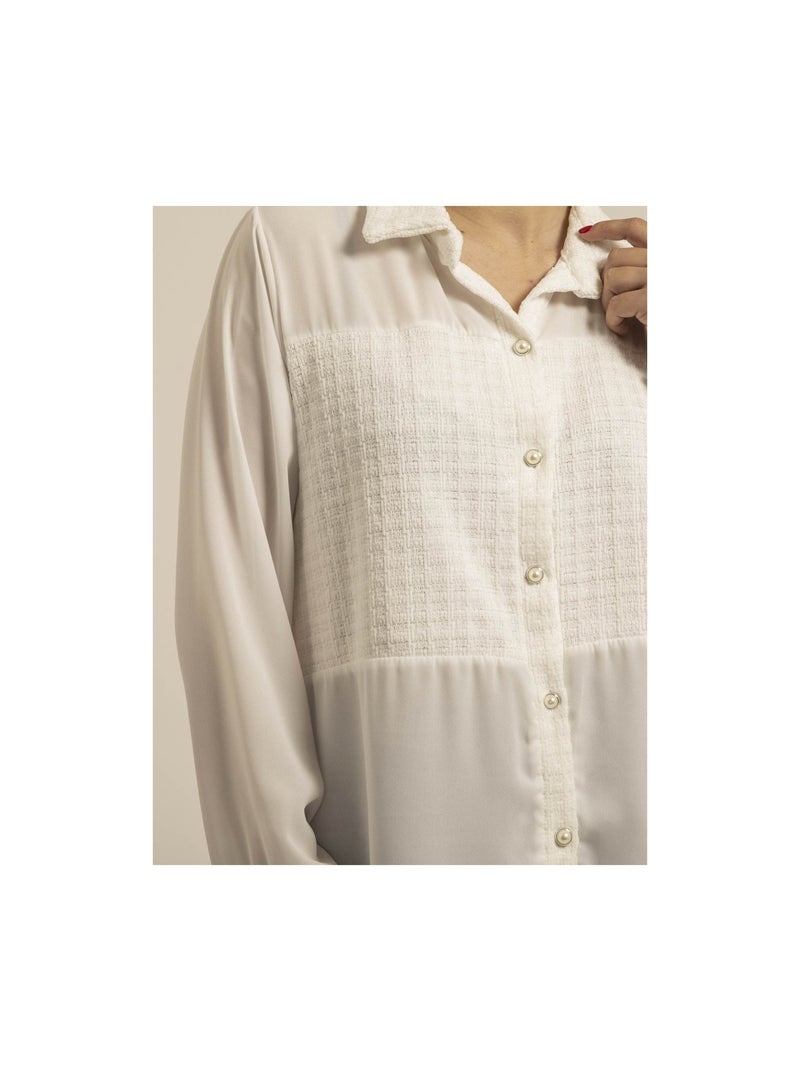 Camisa de voile tweed ORENZA Blanco - Kiabi