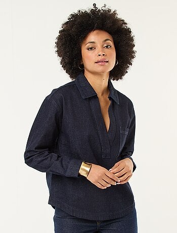 Camisa denim de manga larga