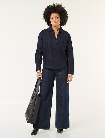 Camisa denim de manga larga