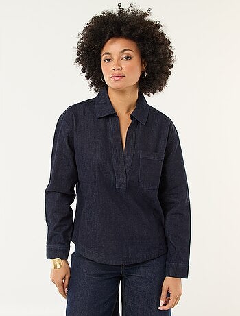 Camisa denim de manga larga