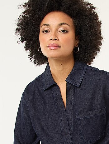 Camisa denim de manga larga