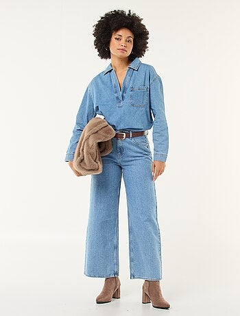 Camisa denim de manga larga