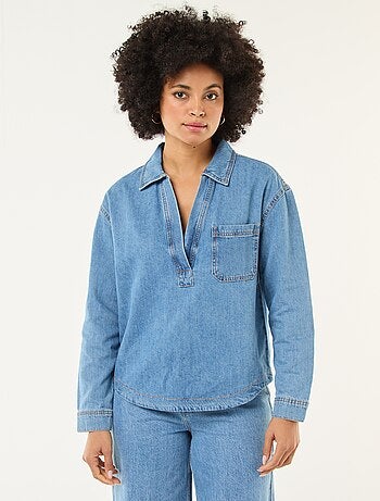 Camisa denim de manga larga
