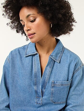 Camisa denim de manga larga