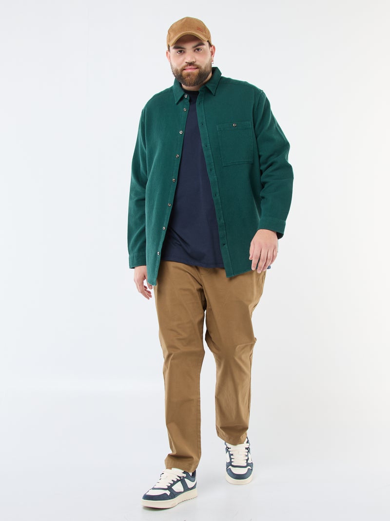 Camisa efecto gofrado liso Verde - Kiabi