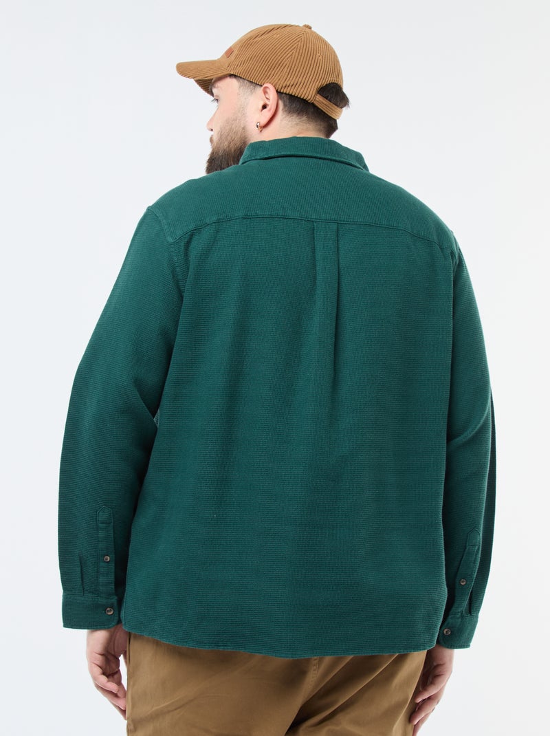 Camisa efecto gofrado liso Verde - Kiabi