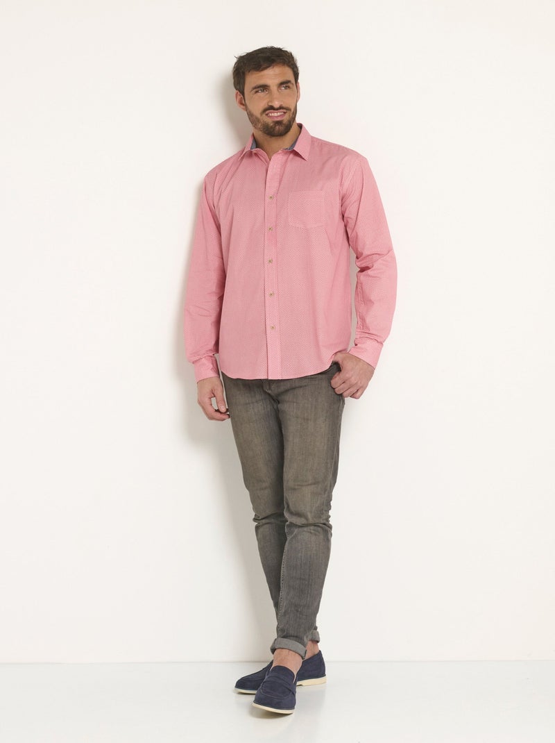 Camisa efecto liso de manga larga - Afibel Rojo - Kiabi