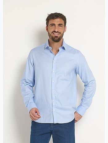 Camisa elegante de algodón con cuello semiitaliano - Afibel
