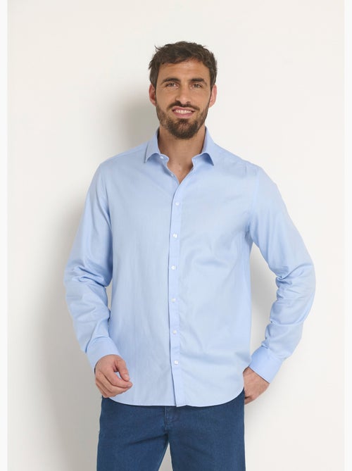 Camisa elegante de algodón con cuello semiitaliano - Afibel - Kiabi Camisa elegante de algodón con cuello semiitaliano - Afibel - Kiabi