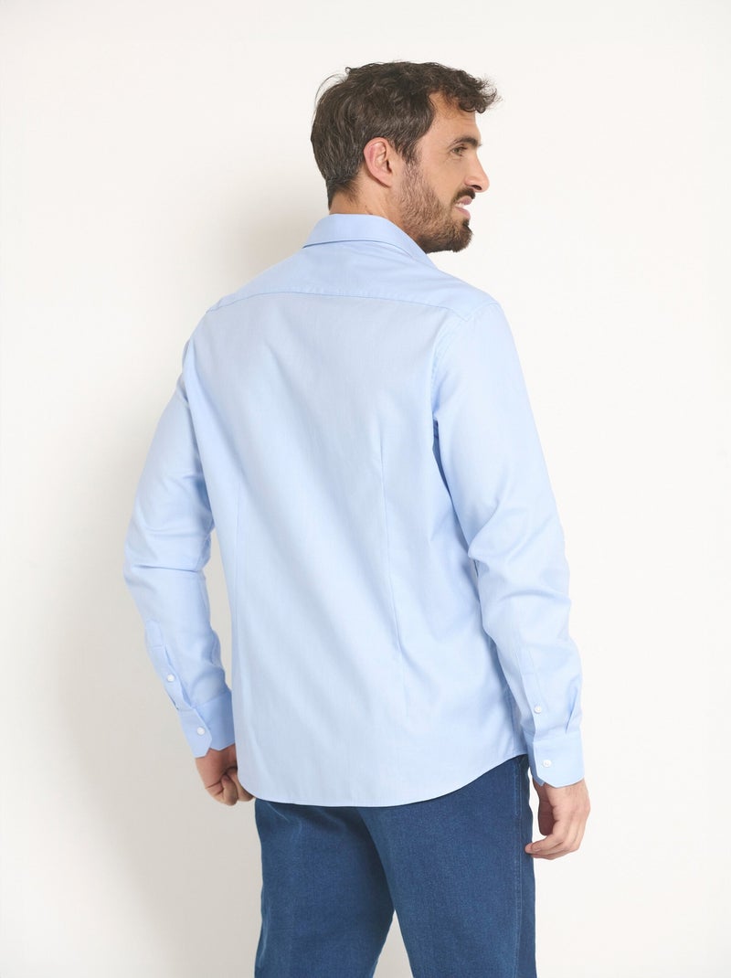 Camisa elegante de algodón con cuello semiitaliano - Afibel Azul cielo - Kiabi