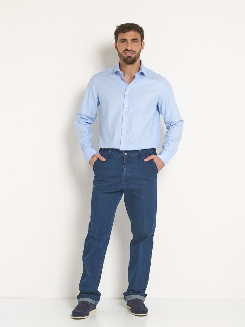 Camisa elegante de algodón con cuello semiitaliano - Afibel Azul cielo - Kiabi