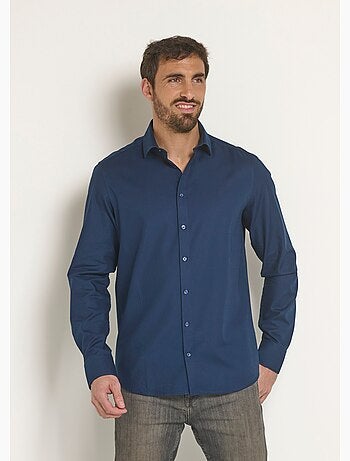 Camisa elegante de algodón con cuello semiitaliano - Afibel
