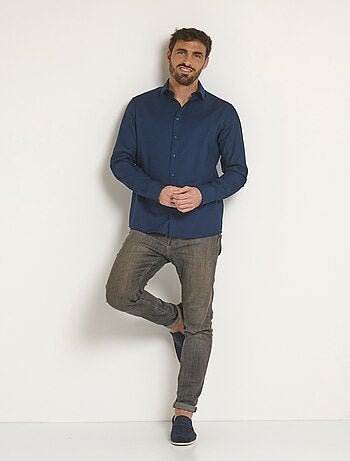 Camisa elegante de algodón con cuello semiitaliano - Afibel