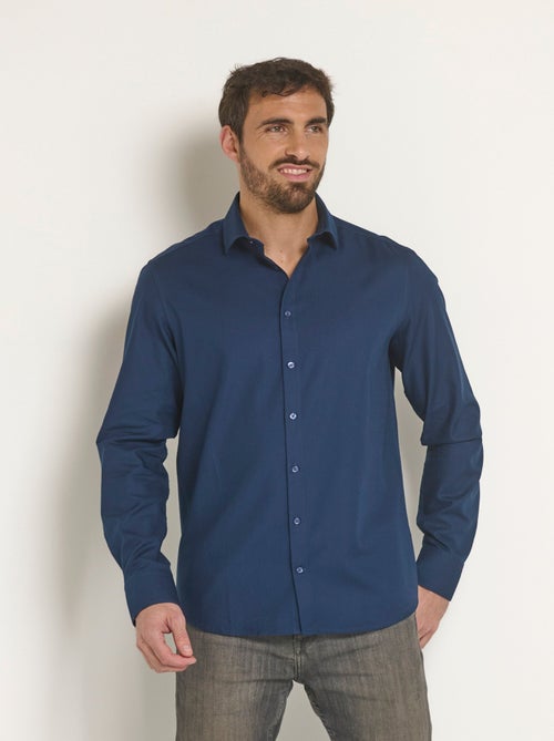 Camisa elegante de algodón con cuello semiitaliano - Afibel - Kiabi