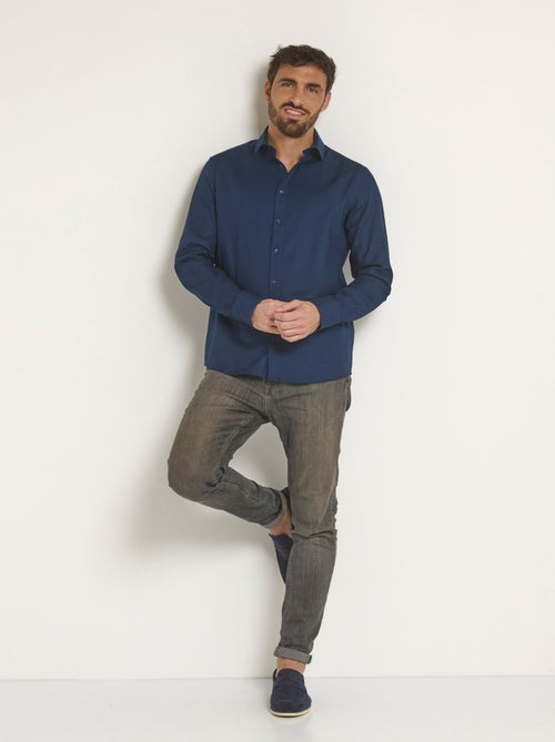 Camisa elegante de algodón con cuello semiitaliano - Afibel - Kiabi