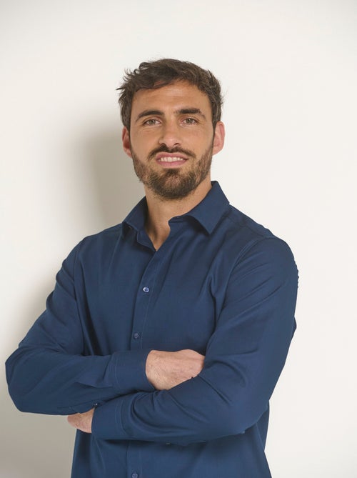 Camisa elegante de algodón con cuello semiitaliano - Afibel - Kiabi