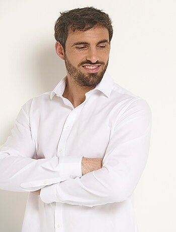 Camisa elegante de algodón con cuello semiitaliano - Afibel