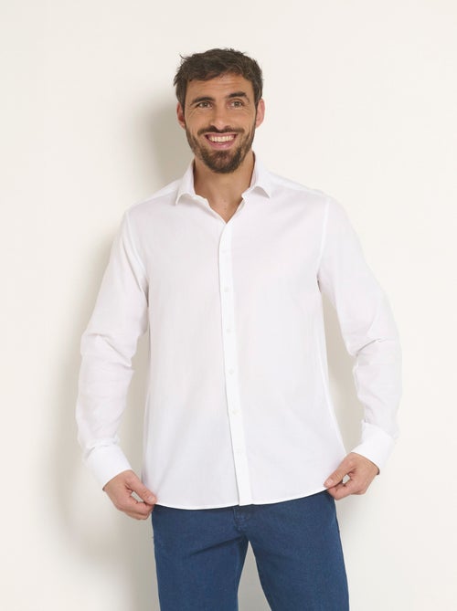 Camisa elegante de algodón con cuello semiitaliano - Afibel - Kiabi Camisa elegante de algodón con cuello semiitaliano - Afibel - Kiabi