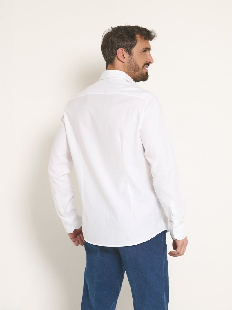 Camisa elegante de algodón con cuello semiitaliano - Afibel Blanco - Kiabi