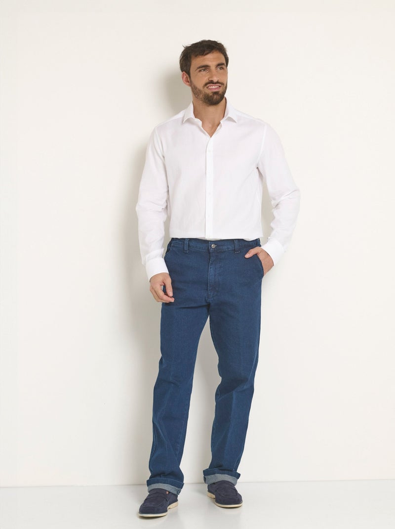 Camisa elegante de algodón con cuello semiitaliano - Afibel Blanco - Kiabi