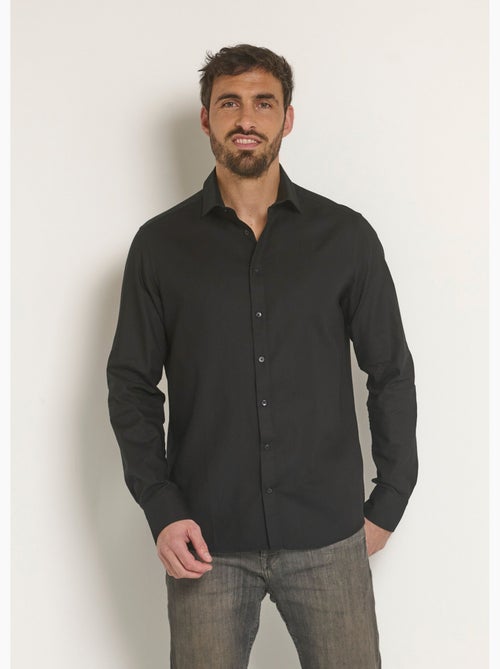 Camisa elegante de algodón con cuello semiitaliano - Afibel - Kiabi
