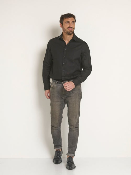 Camisa elegante de algodón con cuello semiitaliano - Afibel - Kiabi
