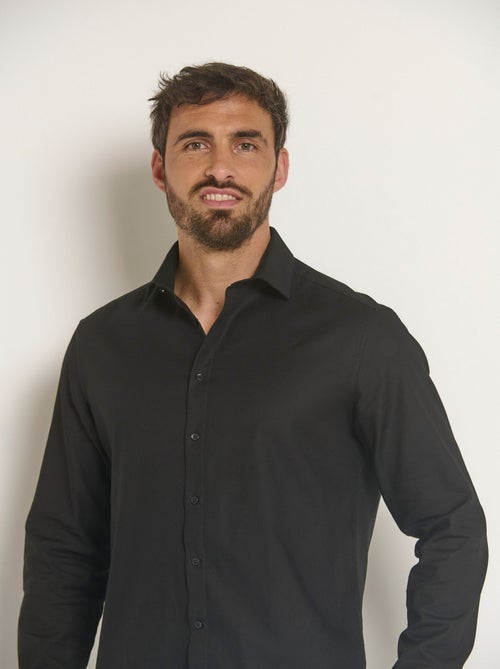 Camisa elegante de algodón con cuello semiitaliano - Afibel - Kiabi
