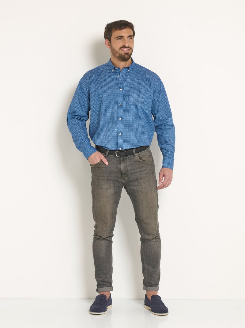 Camisa elegante de algodón de manga larga. - Afibel Azul - Kiabi
