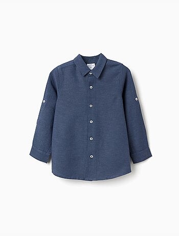 Camisa en lino con mangas enrollables You&Me