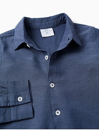 Camisa en lino con mangas enrollables You&Me